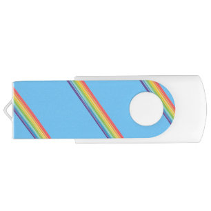 Diagonal rainbow stripes flash drive
