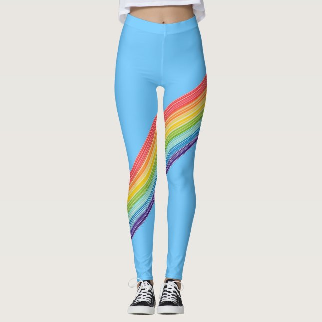 Diagonal rainbow stripes leggings (Front)
