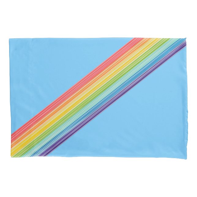 Diagonal rainbow stripes pillow case (Front)