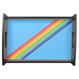 Diagonal rainbow stripes serving tray
