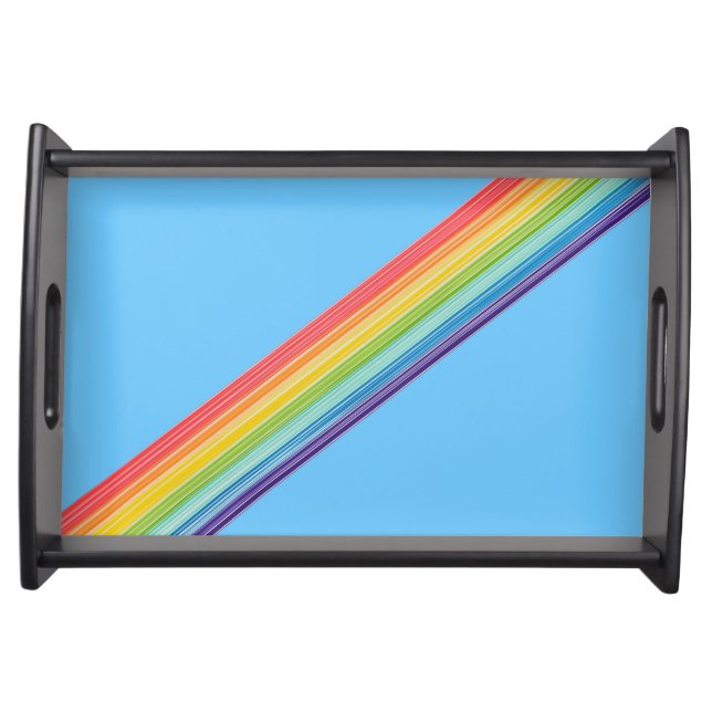 Diagonal rainbow stripes serving tray (Front)