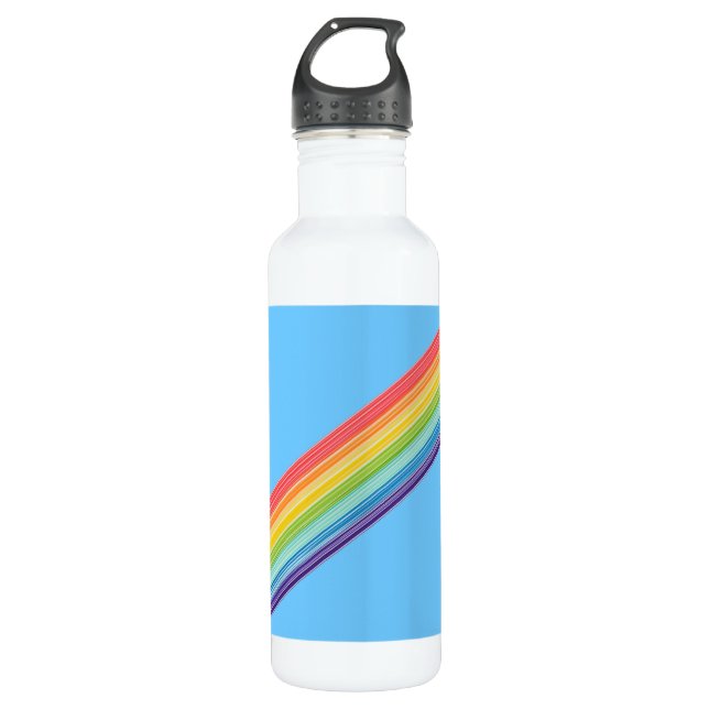 Diagonal rainbow stripes stainless steel water bottle (Front)