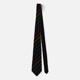 Diagonal Rainbow Thin Stripe Black Neck Tie