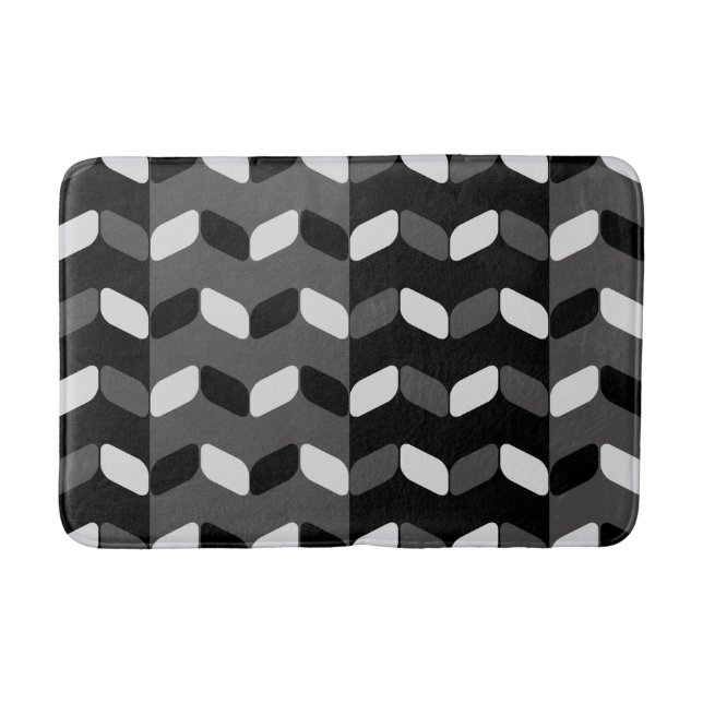 Diagonal Rectangles Black Dark Gray Bath Mat (Front)