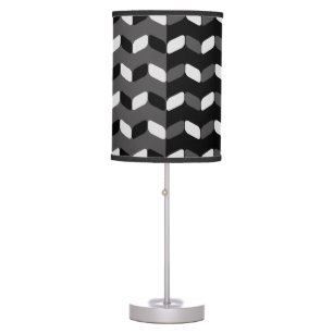 Diagonal Rectangles Black Dark Gray Table Lamp