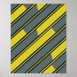 Diagonal Rectangles in Yellow and Dark Gray Poster