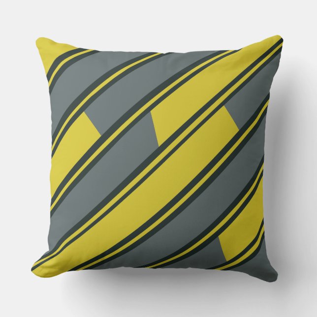 Diagonal Rectangles in Yellow and Dark Gray Throw Pillow (Front)