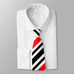 Diagonal Red and Black Striped Neck Tie