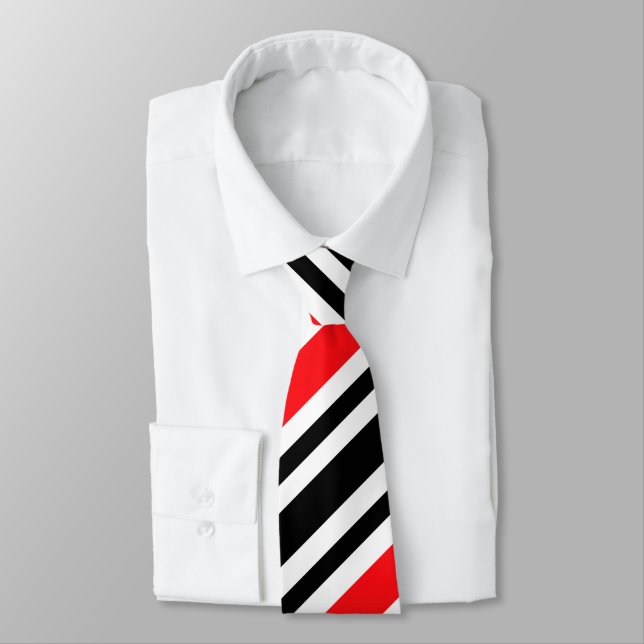 Diagonal Red and Black Striped Neck Tie (Tied)