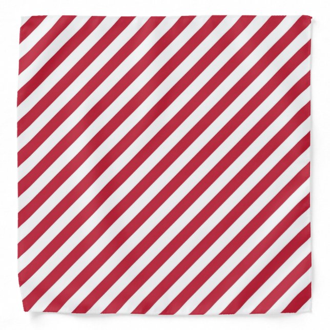 Diagonal red and white stripes pattern bandana (Front)