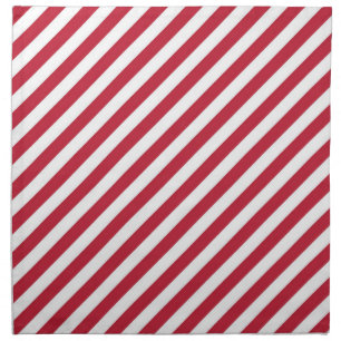 Diagonal red and white stripes pattern cloth napkin
