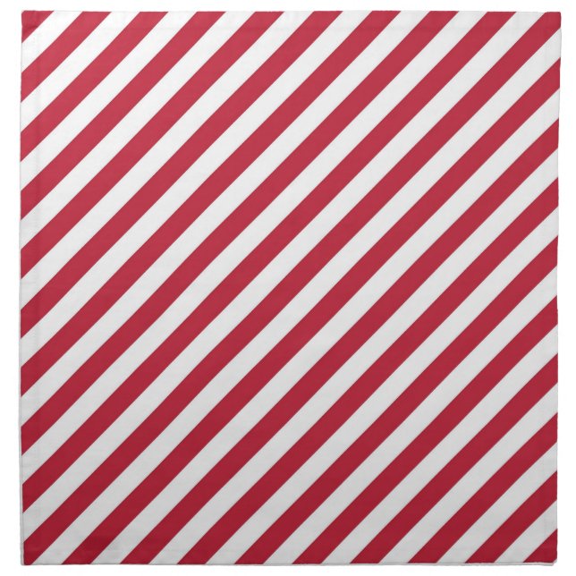 Diagonal red and white stripes pattern cloth napkin (Front)