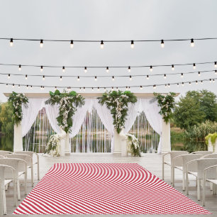 Diagonal red and white stripes pattern outdoor rug