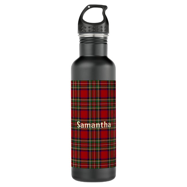  Diagonal Red Plaid Design Water Bottle