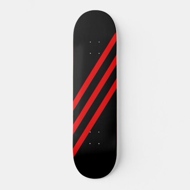 Diagonal Red Slashes Black Skateboard Deck (Front)