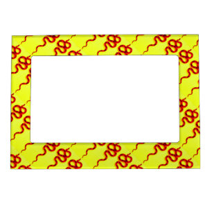 diagonal red snakes on yellow magnetic photo frame