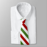 [ Thumbnail: Diagonal Red, White and Green Stripes Neck Tie ]