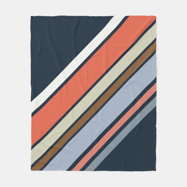 Diagonal retro style stripes design fleece blanket (Front)