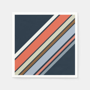 Diagonal retro style stripes design napkins