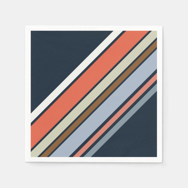 Diagonal retro style stripes design napkins (Front)