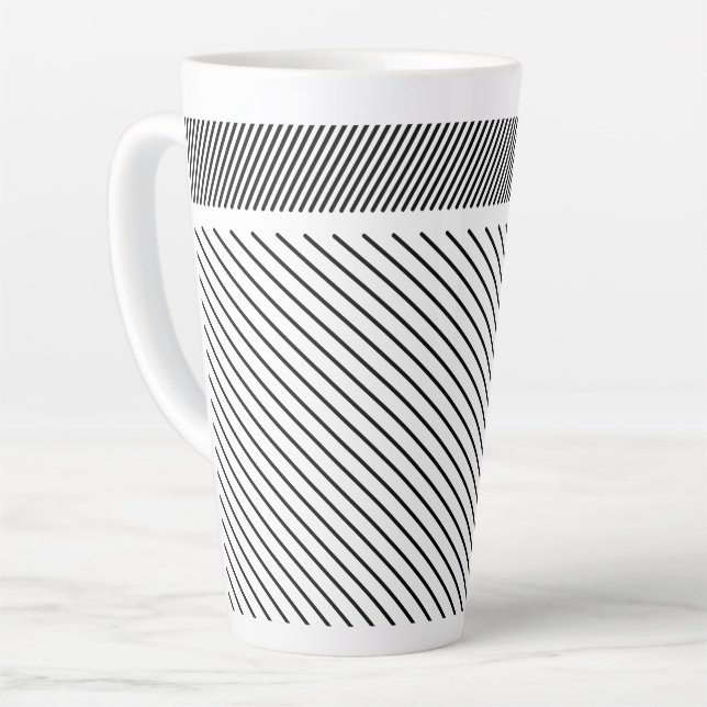 Diagonal Rhythm in Black and White Latte Mug (Left Angle)