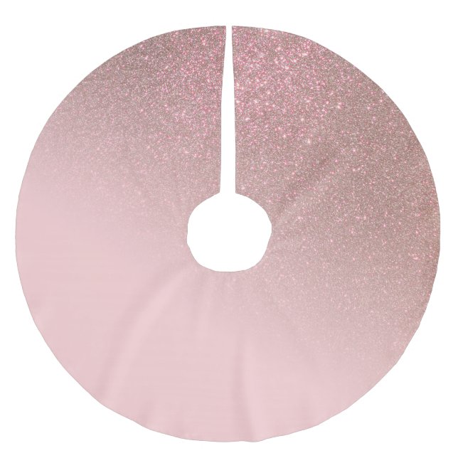 Diagonal Rose Gold Blush Pink Ombre Gradient Brushed Polyester Tree Skirt (Front)