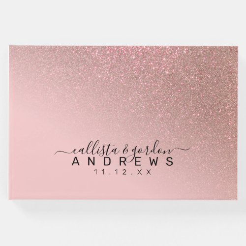 Diagonal Rose Gold Blush Pink Ombre Gradient Guest Book