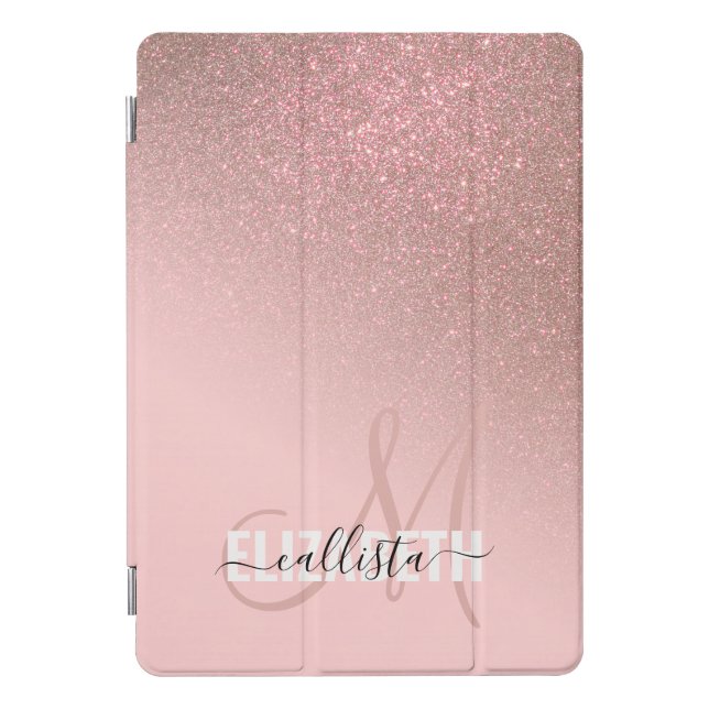Diagonal Rose Gold Blush Pink Ombre Gradient iPad Pro Cover (Front)