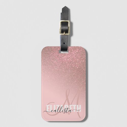 Diagonal Rose Gold Blush Pink Ombre Gradient Luggage Tag