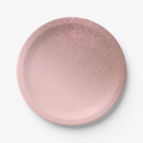 Diagonal Rose Gold Blush Pink Ombre Gradient Paper Plates