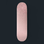 Diagonal Rose Gold Blush Pink Ombre Gradient Skateboard<br><div class="desc">This elegant and girly design is perfect for the classy and stylish woman. It features a faux printed sparkly rose gold glitter diagonal gradient ombre on top of a blush pink background. It's a unique take on the glitter gradient trend that's currently very popular. It's a pretty, glamorous, modern, and...</div>