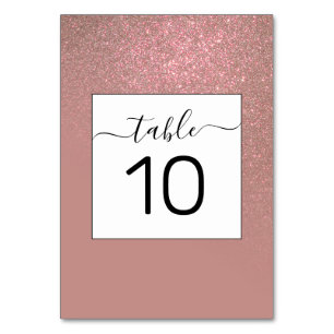 Diagonal Rose Gold Glitter Gradient Ombre Table Number
