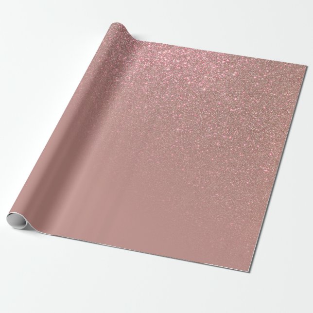 Diagonal Rose Gold Glitter Gradient Ombre Wrapping Paper (Unrolled)