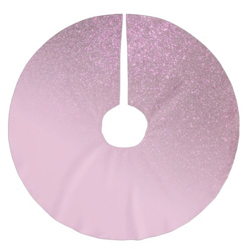 Diagonal Rose Pink Glitter Gradient Ombre Brushed Polyester Tree Skirt