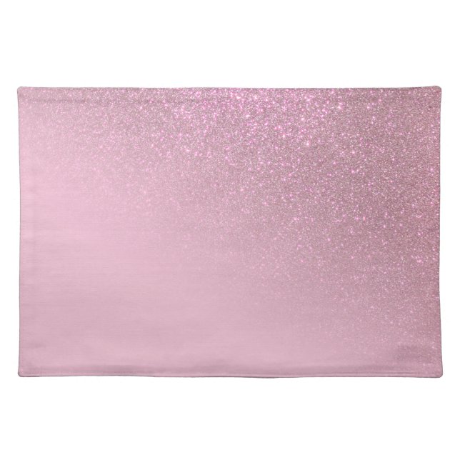Diagonal Rose Pink Glitter Gradient Ombre Cloth Placemat (Front)