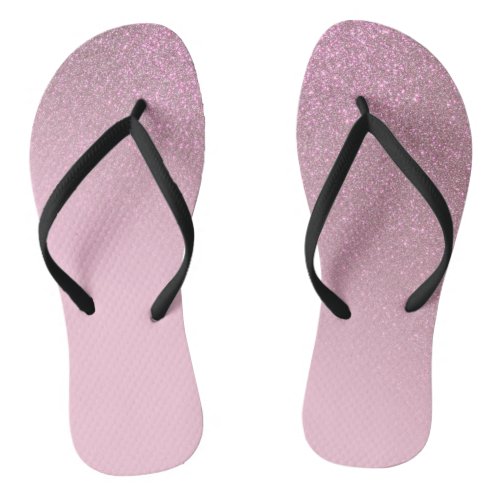 Diagonal Rose Pink Glitter Gradient Ombre Flip Flops