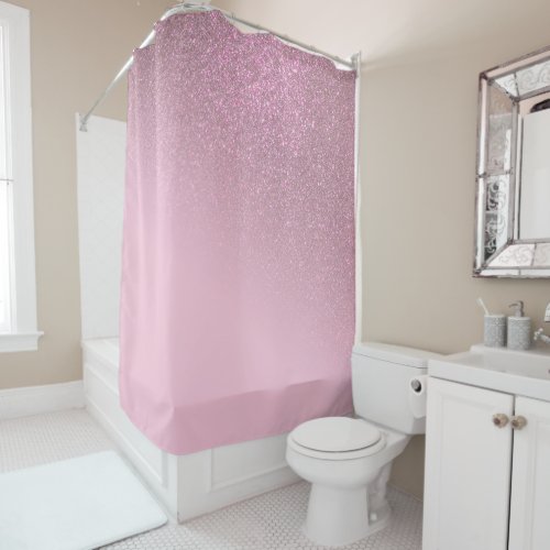 Diagonal Rose Pink Glitter Gradient Ombre Shower Curtain