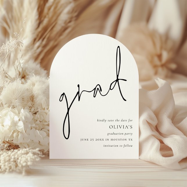 Diagonal Script Graduation Grad Arch Save the Date (Creator Uploaded)
