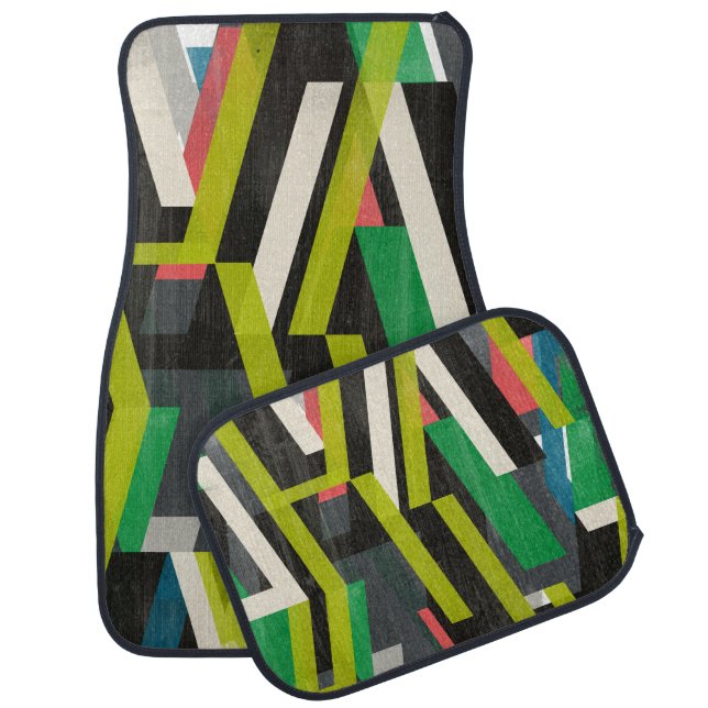Diagonal Slipstream Pattern Car Floor Mat (Set)