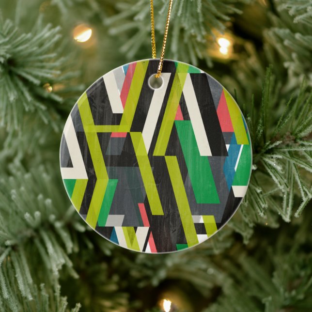 Diagonal Slipstream Pattern Ceramic Ornament (Tree)