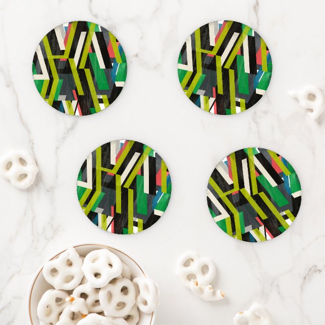 Diagonal Slipstream Pattern Coaster Set (In Situ)