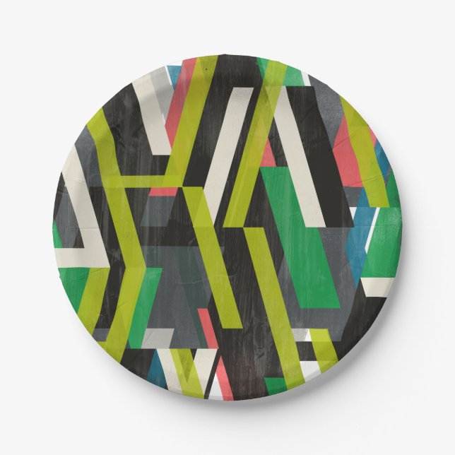 Diagonal Slipstream Pattern Paper Plates (Front)
