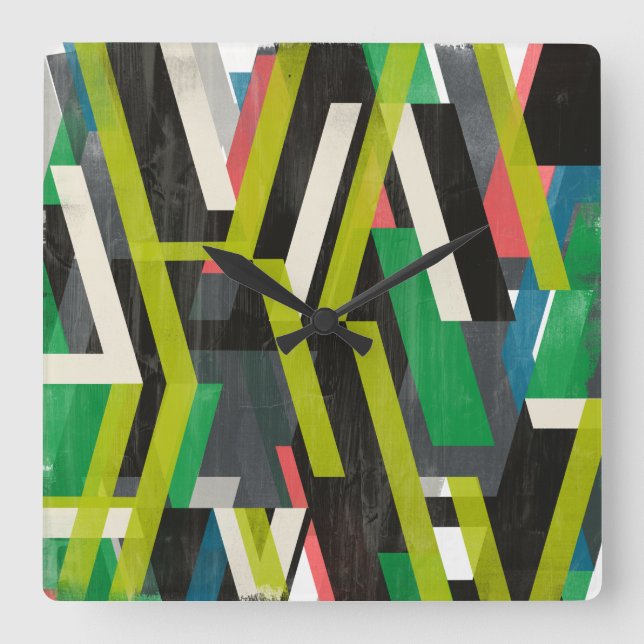 Diagonal Slipstream Pattern Square Wall Clock (Front)