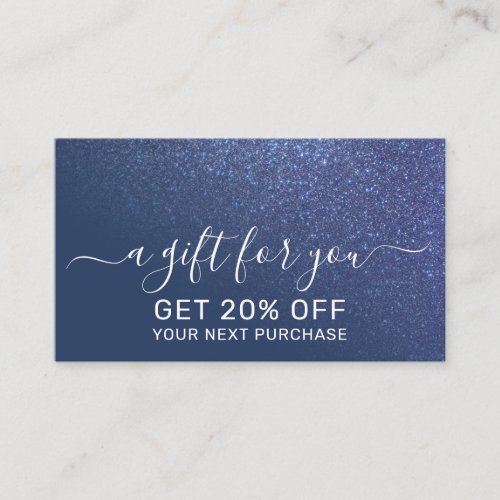 Diagonal Sparkly Navy Blue Glitter Gradient Ombre Discount Card