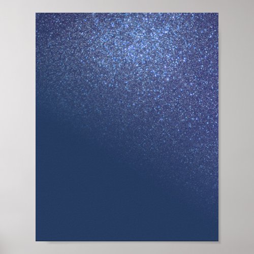Diagonal Sparkly Navy Blue Glitter Gradient Ombre Poster