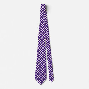Diagonal Spots - Deep Purple on White Neck Tie