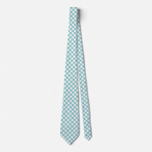 Diagonal Spots - Light Blue Green on White Tie
