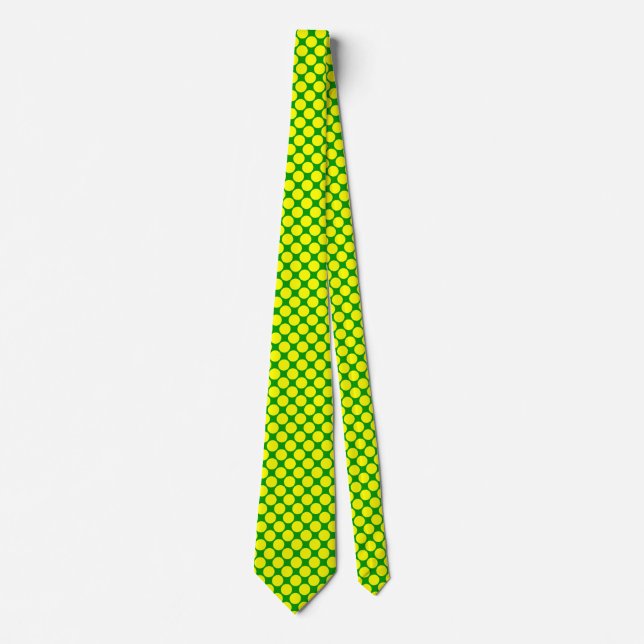 Diagonal Spots - Yellow on Grass Green Neck Tie (Front)