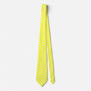 Diagonal Spots - Yellow on White Tie