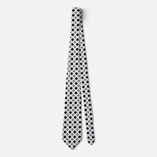 Diagonal Squares - Black and Gray on White Neck Ti Neck Tie